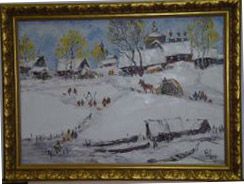 Картина маслом "Зимний пейзаж".Советский художник К.М.Сапегин,1991 год