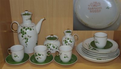 Чайно-кофейный сервиз СССР. Ленинградский фарфоровый завод