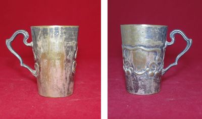 Кружечка латунь серебрение . Варшава, 19 век