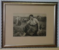 Картина французского художника Ж. Бретона "Отдых".Старинная фототипия 1911 года,Россия