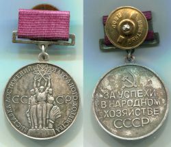 Большая серебряная медаль ВДНХ "За успехи в народном хозяйстве СССР"
