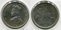 Монета серебряная 10 лит 1936 года. Литовская Республика