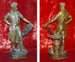Антикварная  статуэтка "Кузнец".Франция,бронза,скульптор Х.Коссовски,конец 19 века