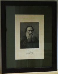 Великий русский писатель Граф Л. Н. Толстой.Старинная гравюра 1888 года.Россия