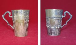 Кружечка латунь серебрение . Варшава, 19 век