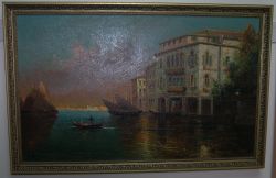 Картина маслом на холсте "Венеция".Европа,художник Y.Merle, начало XX века